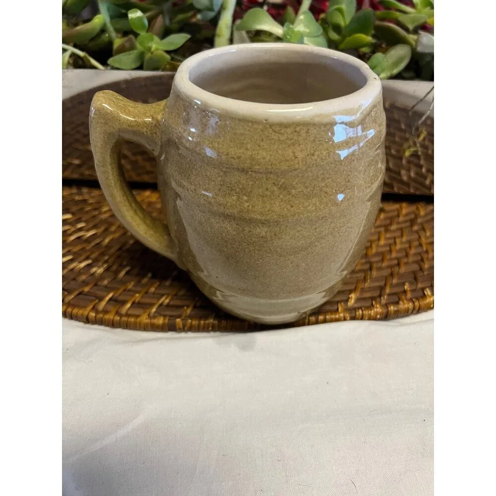 Handcrafted Vintage-Style Beige Pottery Mug 16 Oz From DNL Pottery LA